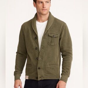 Polo Ralph Lauren Men’s S Shawl Collar Button-Up Sweater Jacket – Olive Green